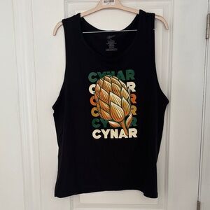 Black Graphic Tank Top with Artichoke Print